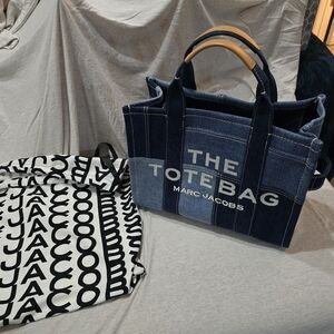 Marc Jacobs Medium Denim Tote Bag and Logo Pouch
